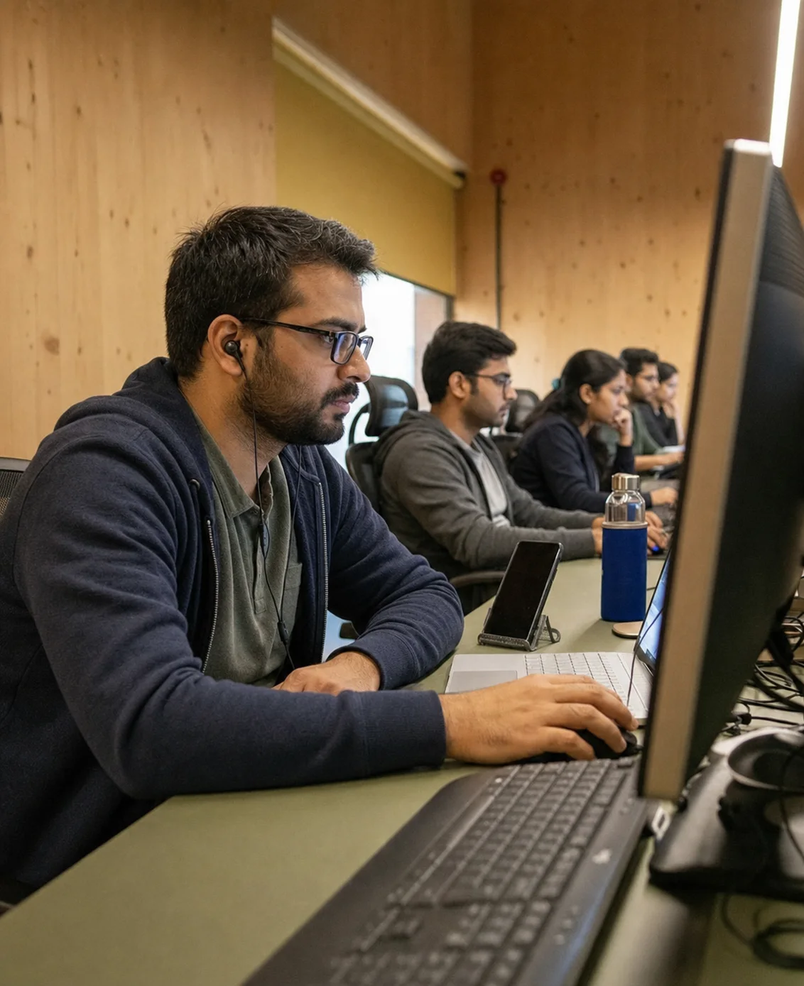 Indian software engineering team working at computers
